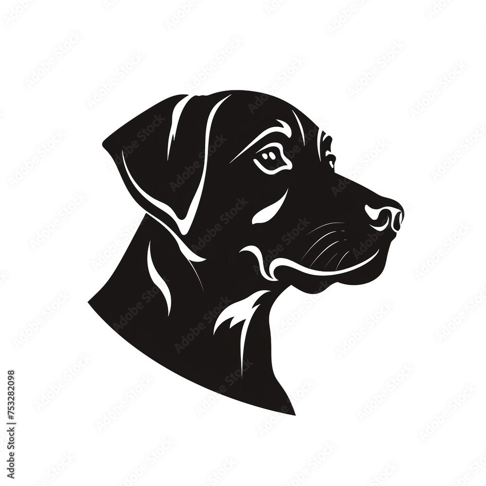 Fototapeta premium dog black icon on a white background in minimalism сreated with Generative Ai
