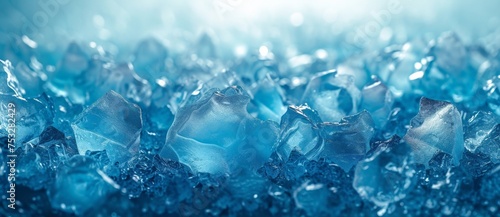 Beautiful CloseUp of Blue Ice Crystals with Bright Light Background, Shining and Glistening in Nature's Splendor