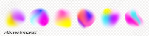 Set of vector  featuring an abstract radial gradient blur in shades of purple,green and  blue.Vibrant illustration of aura glow rounds with a soft  dot neon element.