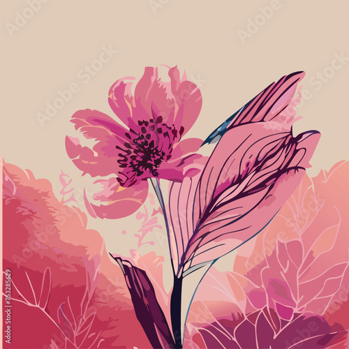 universal hand drawn floral template for cover. Home decor, backgrounds, cards. Children abstract and floral design in doodle style. Vector illustration and seamless pattern