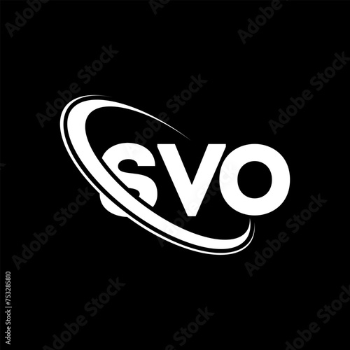 SVO logo. SVO letter. SVO letter logo design. Initials SVO logo linked with circle and uppercase monogram logo. SVO typography for technology, business and real estate brand. photo