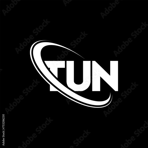 TUN logo. TUN letter. TUN letter logo design. Initials TUN logo linked with circle and uppercase monogram logo. TUN typography for technology, business and real estate brand.