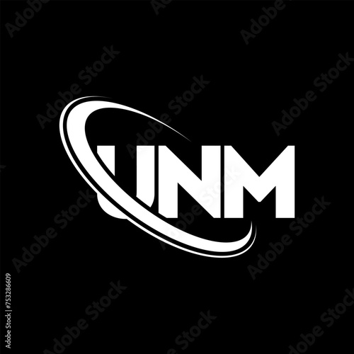 UNM logo. UNM letter. UNM letter logo design. Initials UNM logo linked with circle and uppercase monogram logo. UNM typography for technology, business and real estate brand.