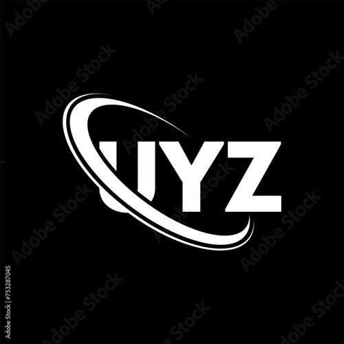 UYZ logo. UYZ letter. UYZ letter logo design. Initials UYZ logo linked with circle and uppercase monogram logo. UYZ typography for technology, business and real estate brand.