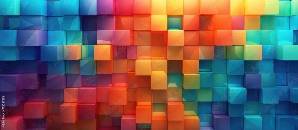 Colorful square geometric pattern for background - obrazy, fototapety, plakaty 