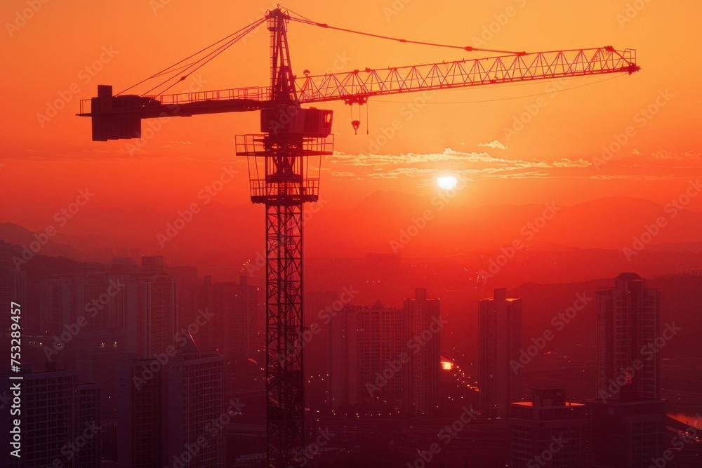 view at large construction site and many cranes are working in the, Industry new building business view at large construction site and many cranes are working in the, Industry new building business