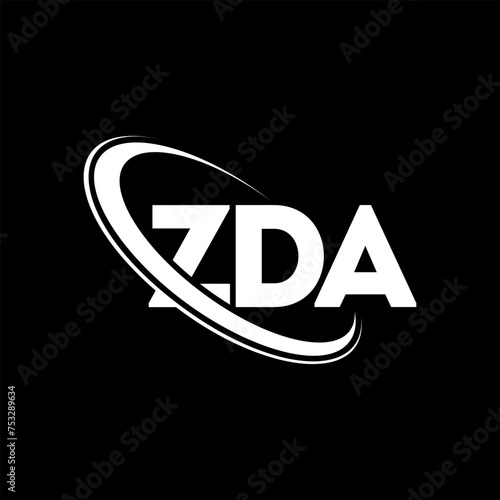 ZDA logo. ZDA letter. ZDA letter logo design. Initials ZDA logo linked with circle and uppercase monogram logo. ZDA typography for technology, business and real estate brand.