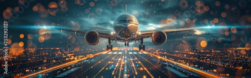 Large Jetliner Flying Through Cloudy Sky