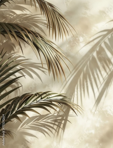 Palm Tree Casting Shadow on Wall