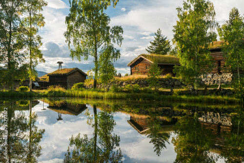 historische Gebäude im Maihaugen Freilichtmuseum, Lillehammer, Innlandet, Norwegen