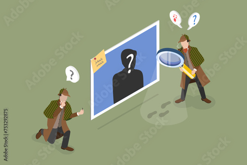 3D Isometric Flat Vector Illustration of Professional Detective Character, Crime Investigation, Private Investigator