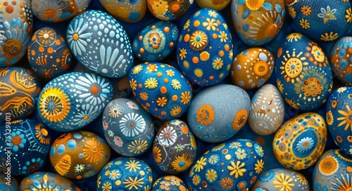 Group of Painted Eggs on Table