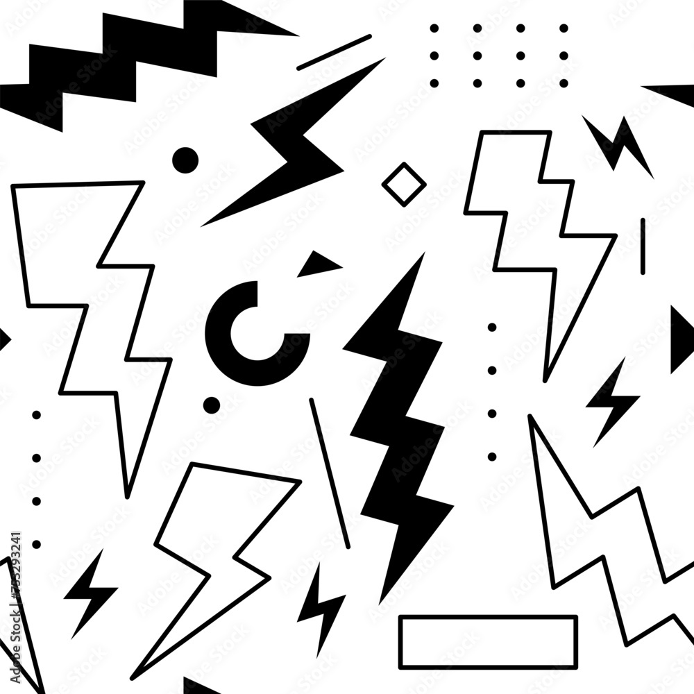 Thunderbolt Doodle Seamless Pattern Thunderbolt Doodle Seamless Pattern