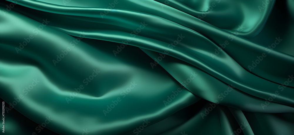 Dark green cyan silk fabric background, view from above. Smooth elegant colorful silk or satin shining luxury cloth texture can use as abstract background banner wallpaper with copy space, close-up Dark green cyan silk fabric background, view from above. Smooth elegant colorful silk or satin shining luxury cloth texture can use as abstract background banner wallpaper with copy space, close-up