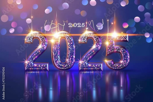 2025 New Year Greeting Card with Lettering Numbers 2025, Creative Calendar Template