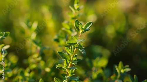 sprig of thyme, valued for its antiseptic and antimicrobial properties