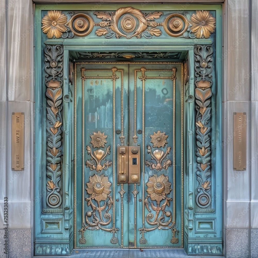 Old Bank Door, Art Deco Enter, Luxury Treasury Door, Ornate Bank Gate, Art Nouveau Architecture