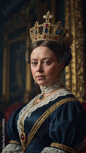 Realistic Portrait of Queen Victoria Queen of the United Kingdom of Great Britain and Ireland  photo