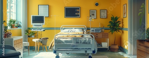 Hospital Room With a Bed and Chairs