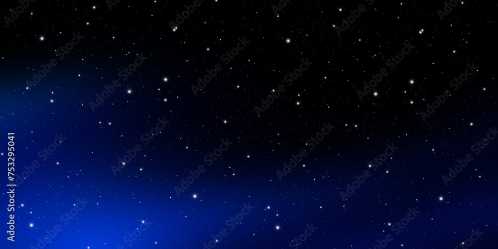 Fototapeta premium Night blue sky with stars and galaxy in outer space, universe background