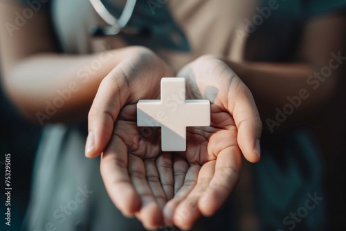 Health insurance and medical welfare concept. people hands holding plus symbol and healthcare medical icon, health and access healthcare.