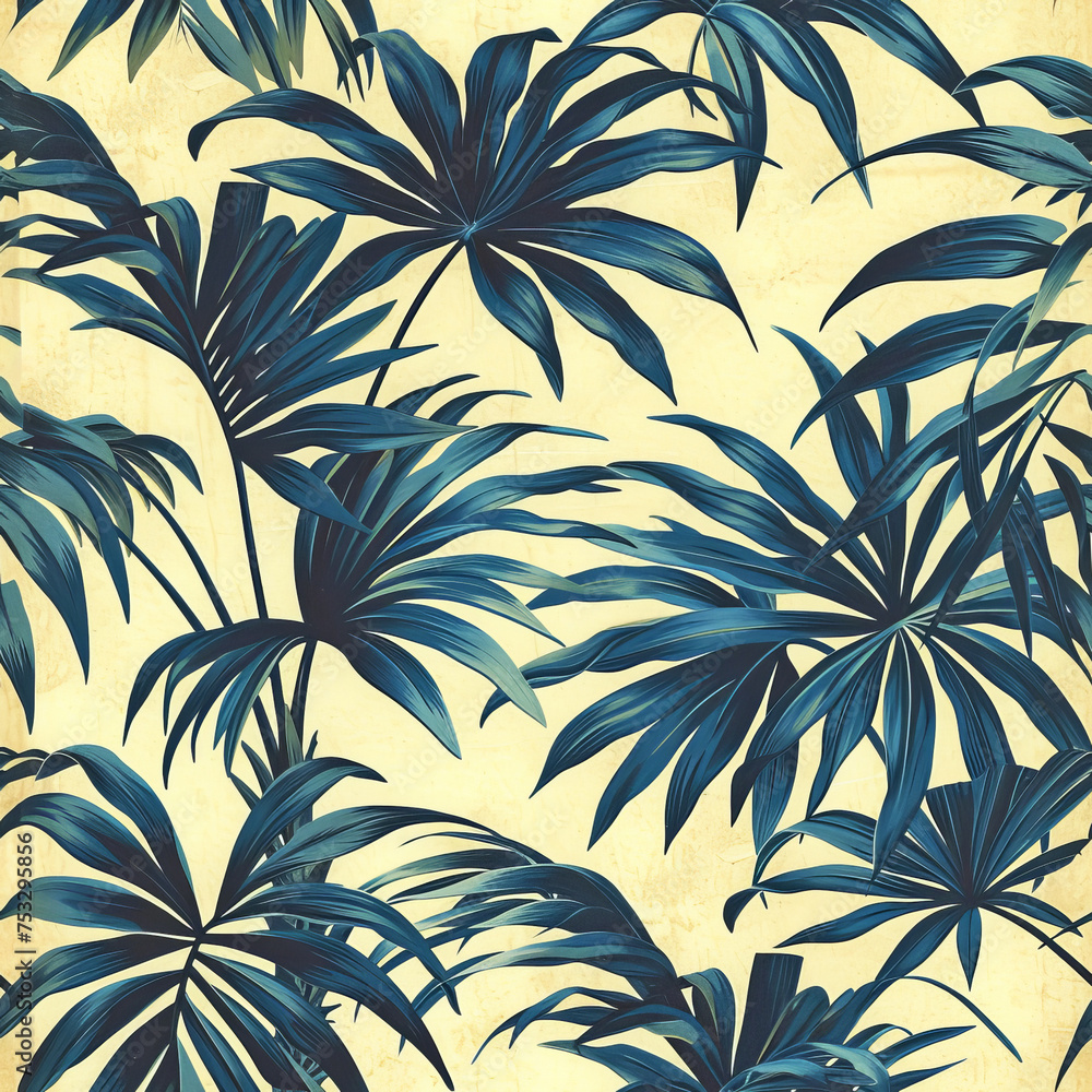 tropic leaf frameless pattern to enlarge and use as graphic element like background, tiles, ai generated