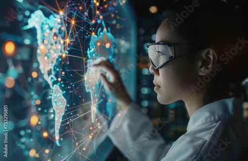 Scientist in White Lab Coat Analyzing Data on Computer Screen
