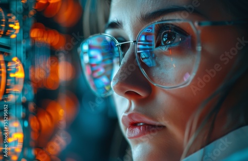 Woman Wearing Glasses Looking at Computer Screen