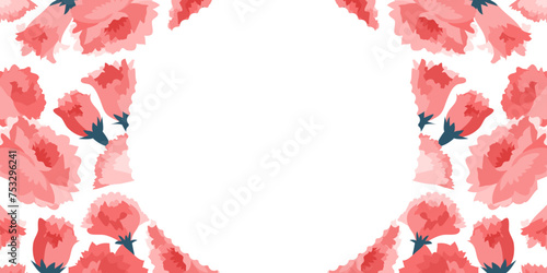 赤いカーネーション パターン バナーセット _ ベクター 長方形 花 かわいい ロマンチック コピースペース 余白 空白 1:2