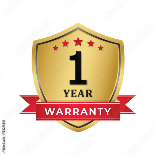 Premium Golden 1 Year Warranty Badge Sticker Label Logo png Transparent Background