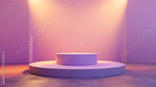 podium on pink background