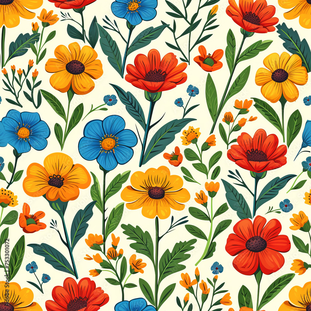 wildflower as a background on a seamless tile, ai generated wildflower as a background on a seamless tile, ai generated