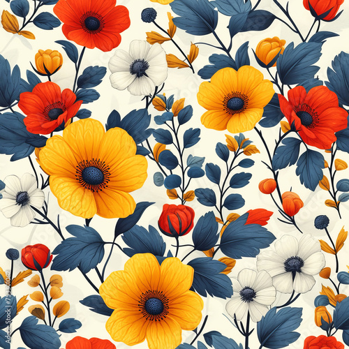 wildflower as a background on a seamless tile  ai generated