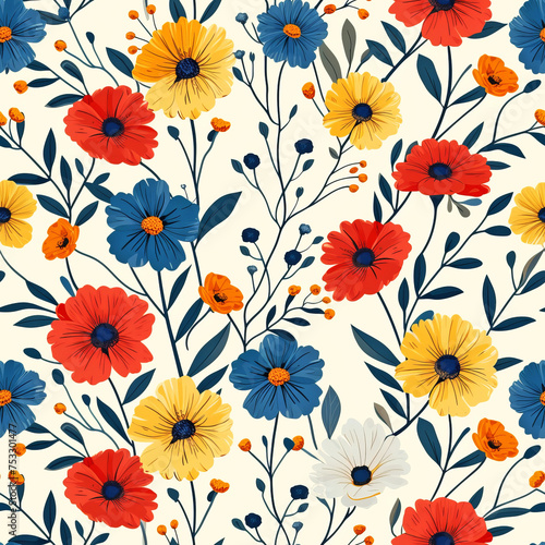Wallpaper Mural wildflower as a background on a seamless tile, ai generated Torontodigital.ca
