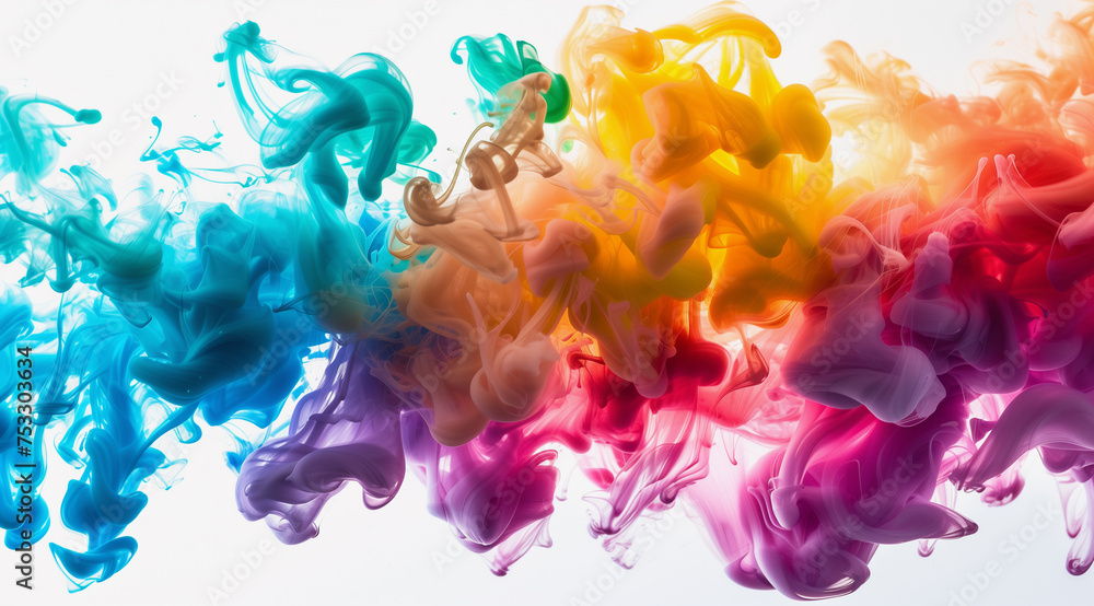 Swirls of colorful smoke dance in the sky, creating a dynamic and vivid abstract image full of movement