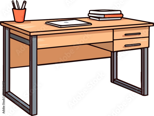 desk illustration isolated on transparent background. 
