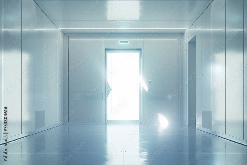 an emergency room entrance with a streak of light leading in, conveying urgency and immediate care. an emergency room entrance with a streak of light leading in, conveying urgency and immediate care.