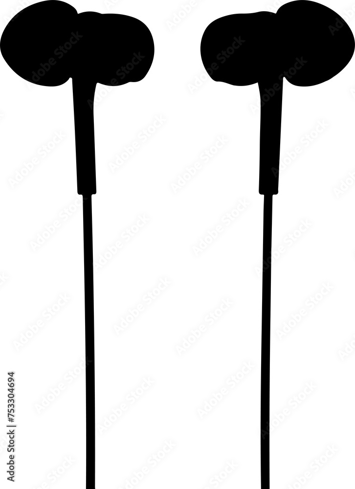 earphones illustration isolated on transparent background. 
