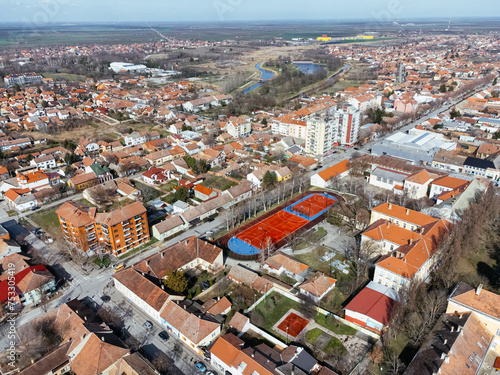 Drone aerial view of the Kikinda city, Serbia, Europe photo