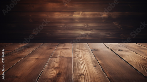 Wooden wall and floor backdrop mockup. Brown wooden background. Background of wooden boards. Wood planking background