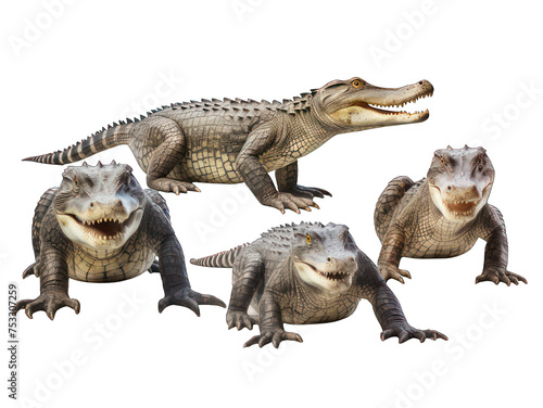 Set of crocodile isolated on transparent background  transparency image  removed background