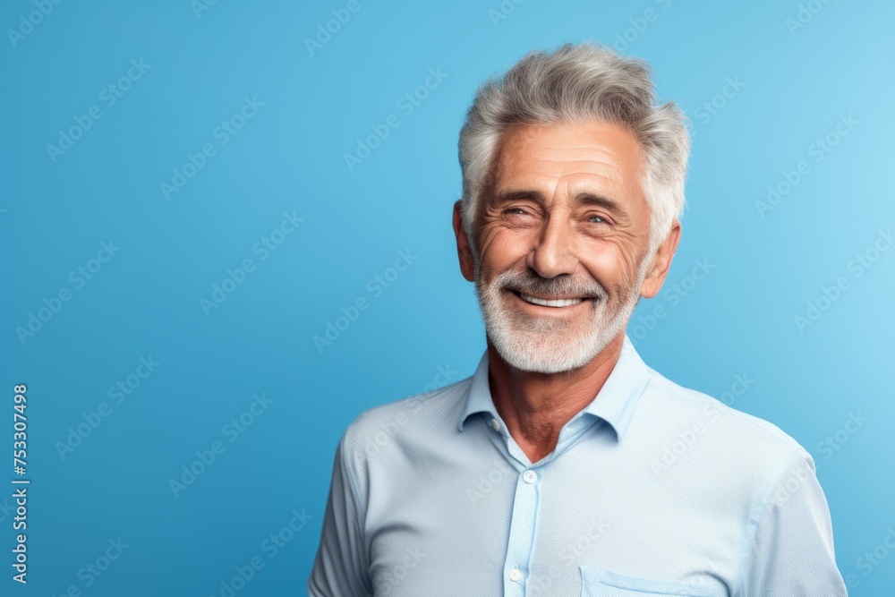 Portrait of a smiling senior man. Isolated over blue background. Portrait of a smiling senior man. Isolated over blue background.
