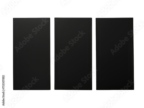 Set of black blank paper isolated on transparent background, transparency image, removed background