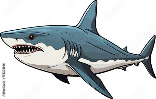 shark vector illustration isolated on transparent background.  
