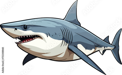 shark vector illustration isolated on transparent background.  