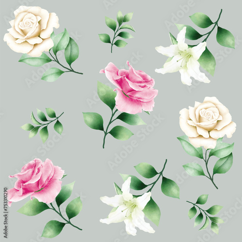 seamless pattern floral rose watercolor © retno