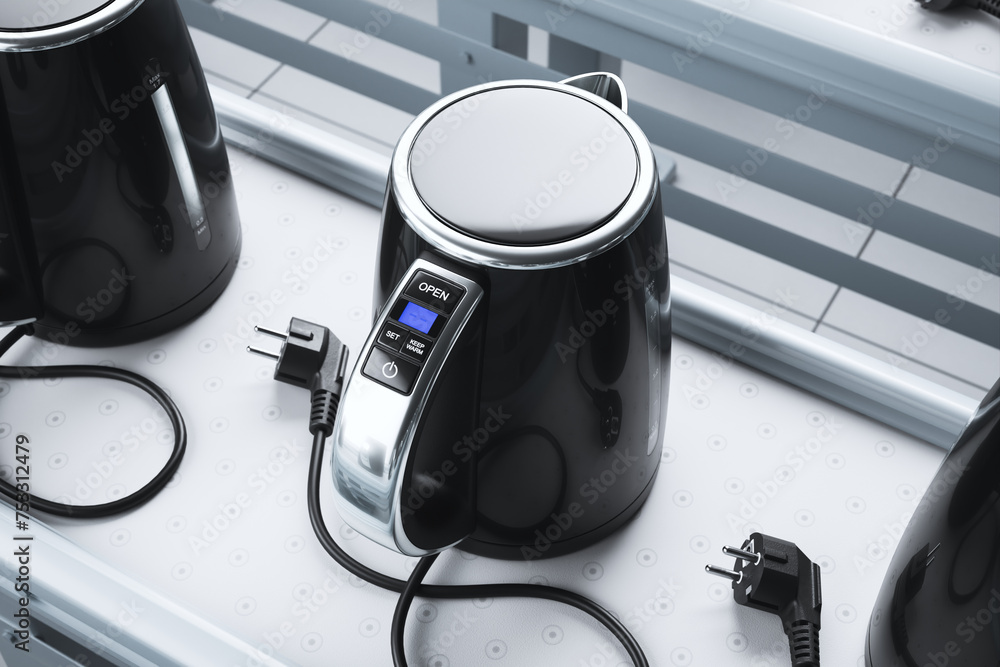 Sleek Digital Electric Kettle on Pristine White Kitchen Worktop
