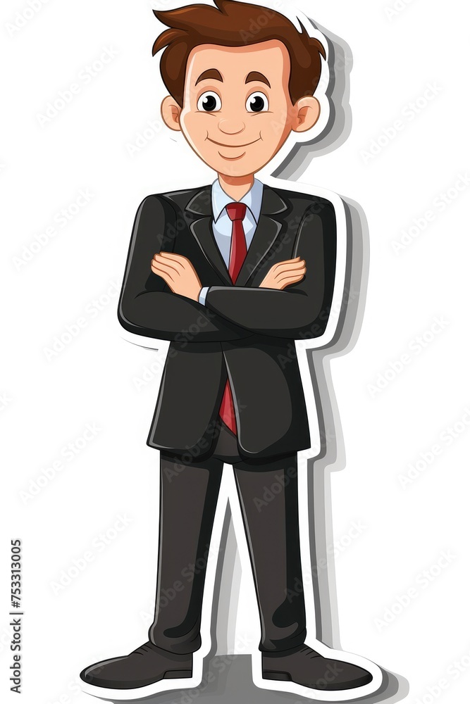 Business finance marketing cartoon sticker, isolated on white background with cut-off edges. Creative concept for financial presentations, marketing strategies, and advertising campaigns