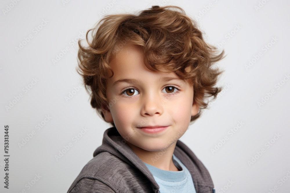 Portrait of a cute little boy with blond curly hair. Studio shot. Portrait of a cute little boy with blond curly hair. Studio shot.