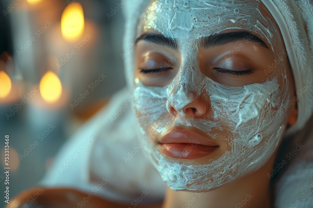 a woman is wearing a white mask on her face a woman is wearing a white mask on her face
